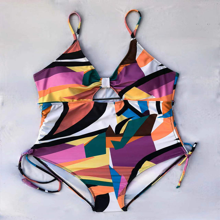 Damen Einteiler Badeanzug mit markantem geometrischem Muster Drune