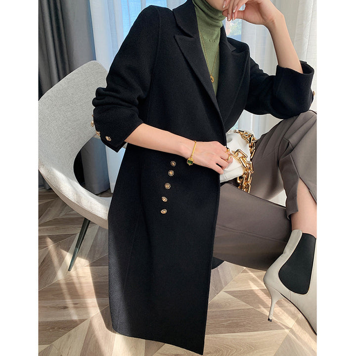 Damen Eleganter Wolle Trenchcoat Drune