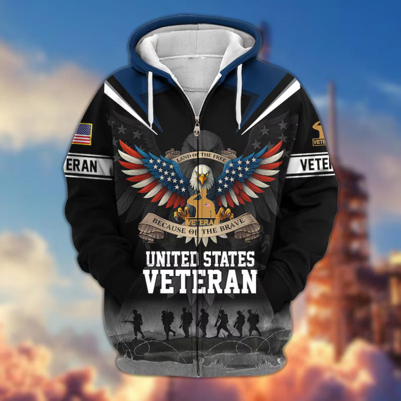 Herren Kapuzensweater mit amerikanischem Veteranenmotiv Drune