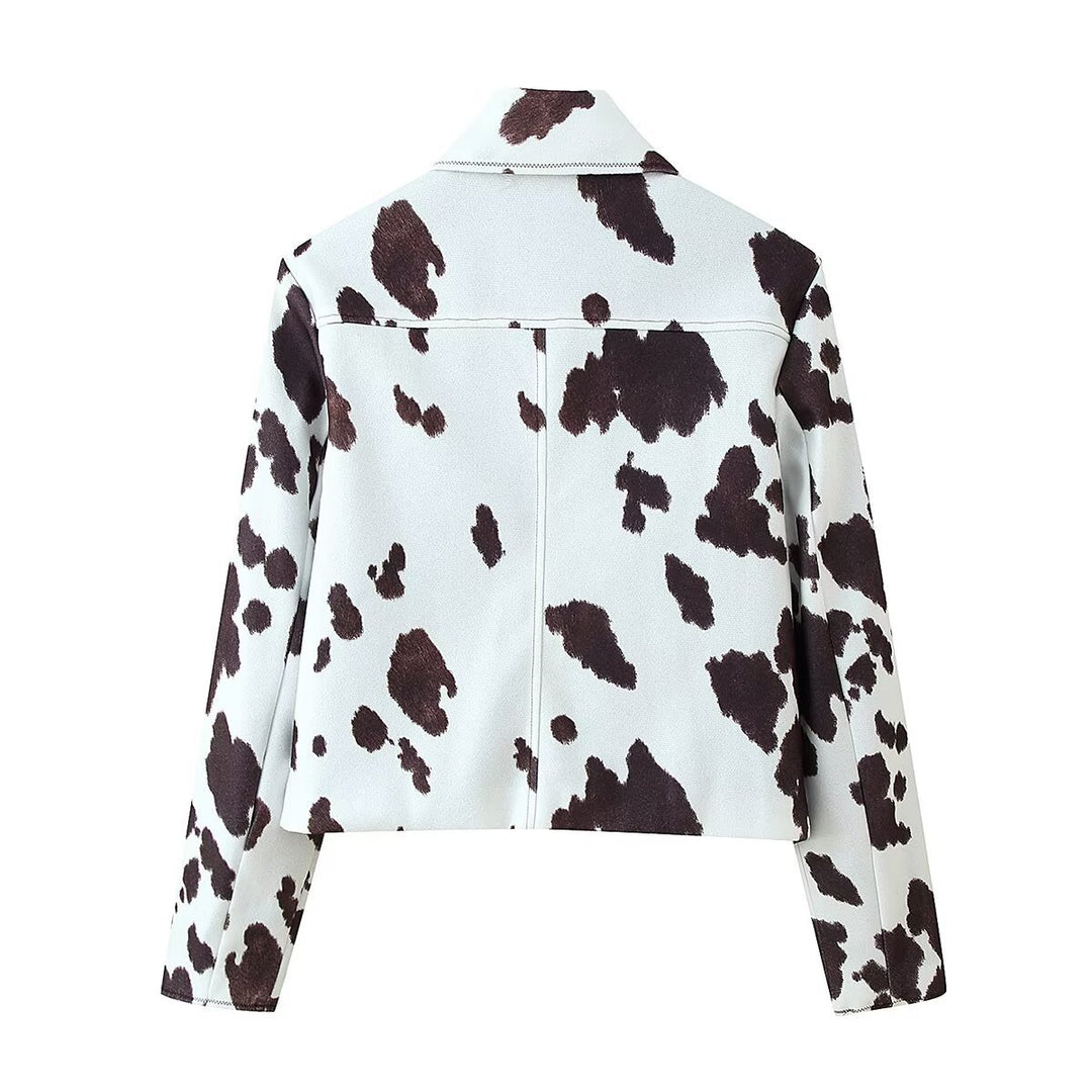 Damen modische Jacke im kreativen Kuhmotiv Drune