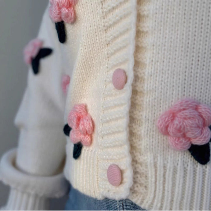 Damen Strickjacke mit Blumenmuster Drune