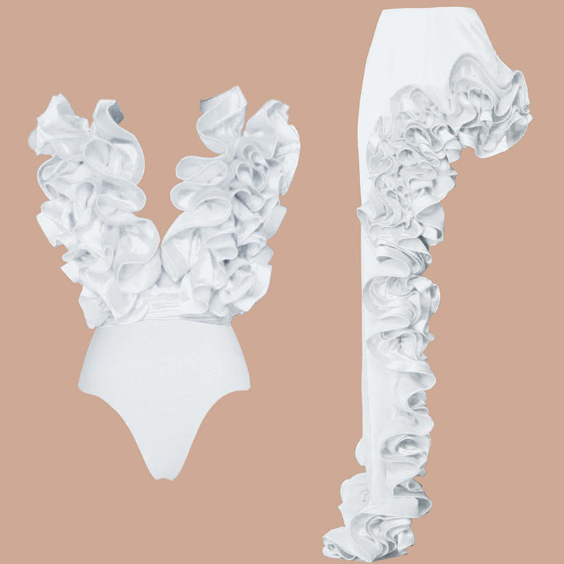 Damen auffälliges Badeanzug und Palazzo-Hose Set Drune