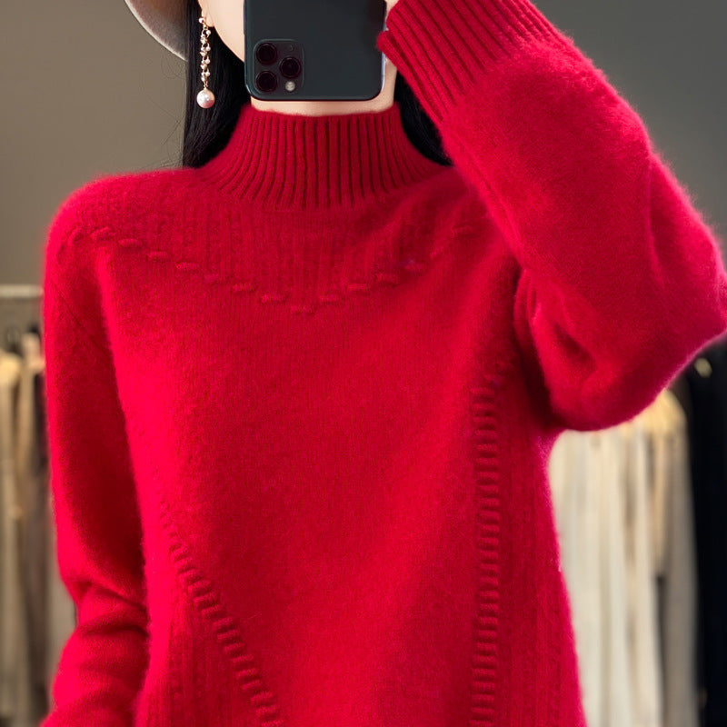 Damen Strickpullover mit strukturiertem Kragen und asymmetrischem Schnitt Drune