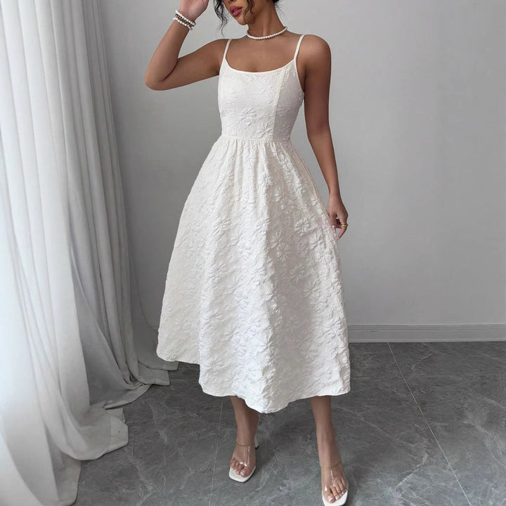 Damen Midikleid mit zarter Blumenstickerei Drune