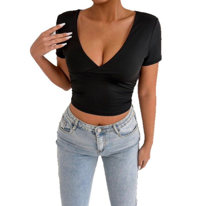 Damen Kurzarm-bodycon Oberteil Drune