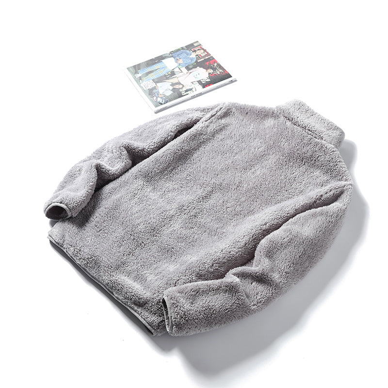 Damen Kuschelige Teddy-Fleecejacke mit Stehkragen und verdecktem Reißverschluss Drune