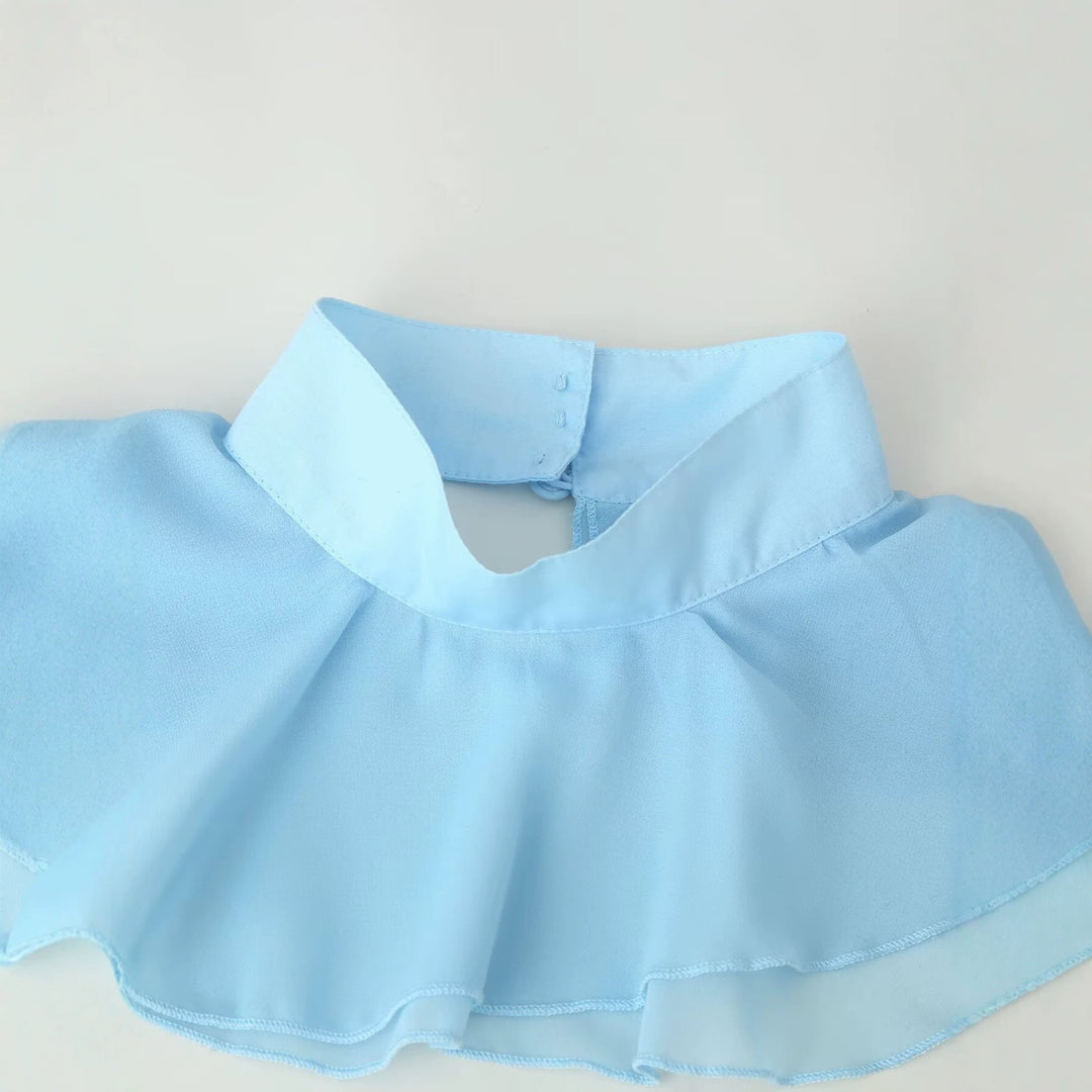 Damen Rüschenbluse mit Stehkragen, Volantdetails und Taillengürtel Drune