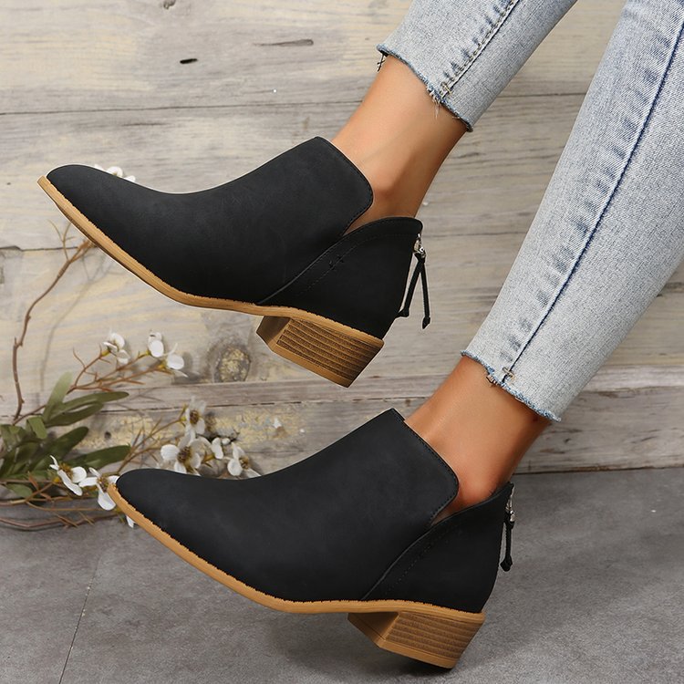 Damen nan elegante Kurzstiefelette aus Wildlederimitat mit verdecktem Fersenreißverschluss und gepolsterter Komfortinnensohle Drune