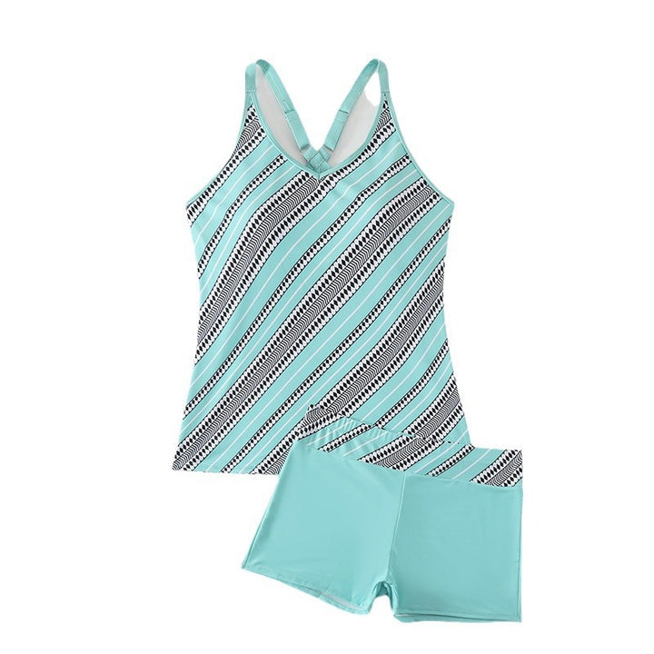 Damen Sportliches Badeanzug-Set mit Kreuzträgern und dynamischem Design Drune