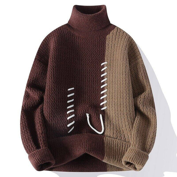 Unisex nan strukturierter Oversize-Strickpullover mit Zopfmuster und dekorativer Steppnaht Drune