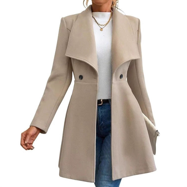 Drune | Damen Chic Übergangsjacke mit Breitem Kragen