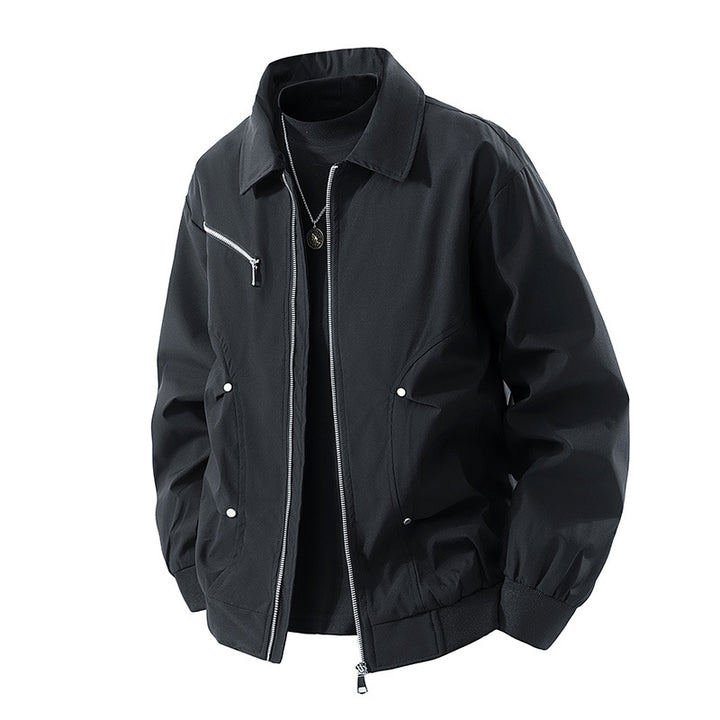 Herren Leichte Oversize-Bomberjacke aus winddichtem Nylon mit Reißverschluss, Brusttasche und Rippbündchen Drune