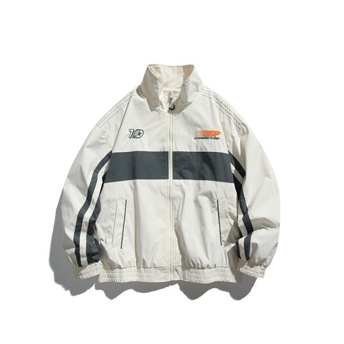 Herren Sportliche Retro-Trainingsjacke mit Streifendetail und Stehkragen Drune