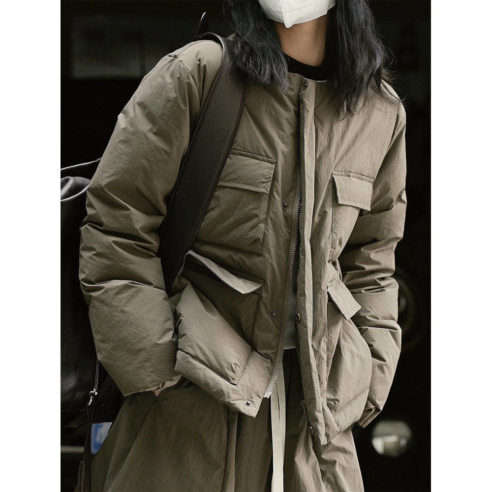 Damen Langer Steppmantel mit leichter Wattierung und geradem Oversize-Schnitt Drune