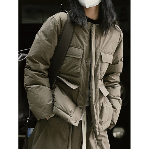 Damen Langer Steppmantel mit leichter Wattierung und geradem Oversize-Schnitt Drune