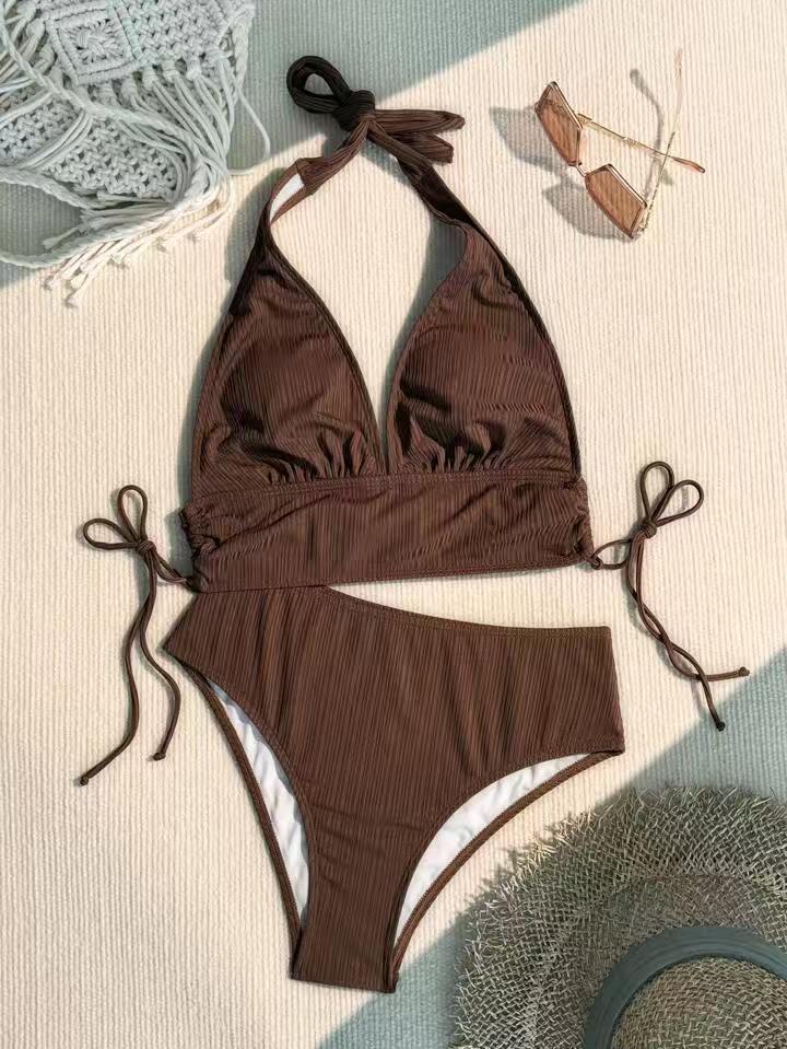 Damen Bikini-Set mit verstellbarem Halterneck und hohem Beinausschnitt Drune