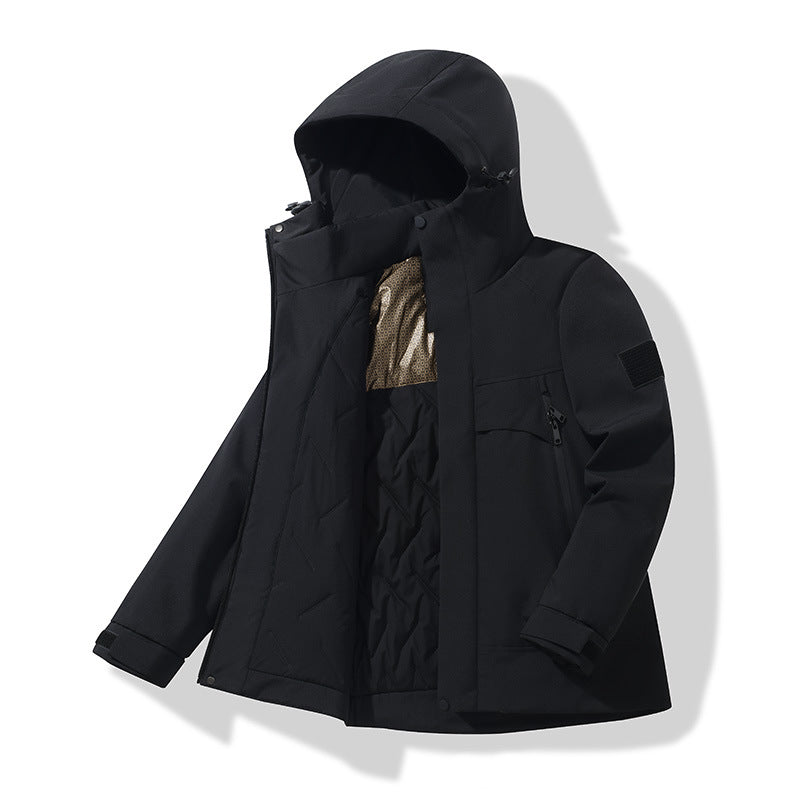 Unisex Isolierte Softshell-Parka mit abnehmbarer Kapuze und Thermofutter Drune