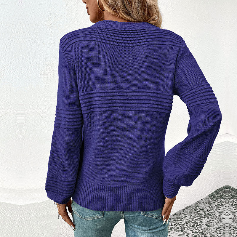 Damen Lässiger Strickpullover mit gerippten Details Drune
