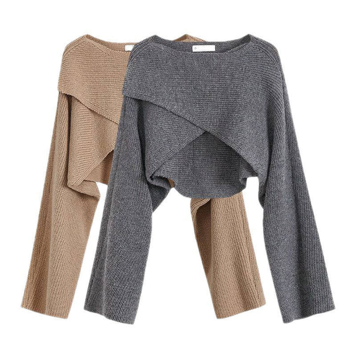Damen lässiger Cropped-Pullover mit asymmetrischem Schnitt und strukturierter Oberfläche Drune