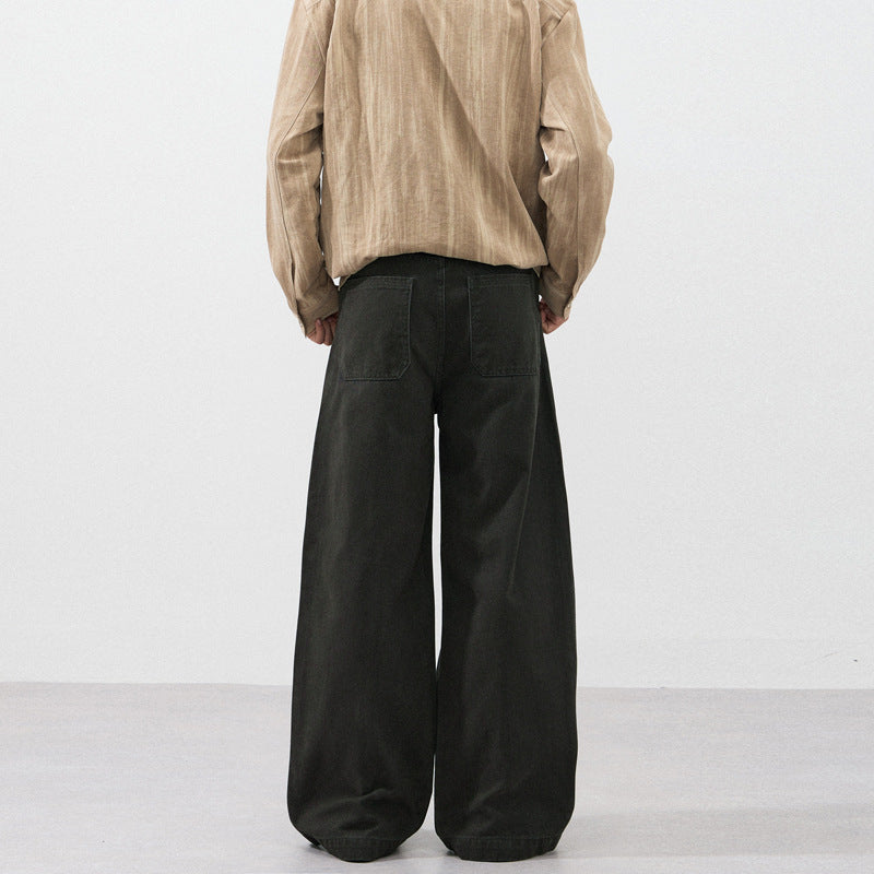 Herren Weite Paneel-Twill-Hose im Workwear-Look mit Knieabnähern Drune