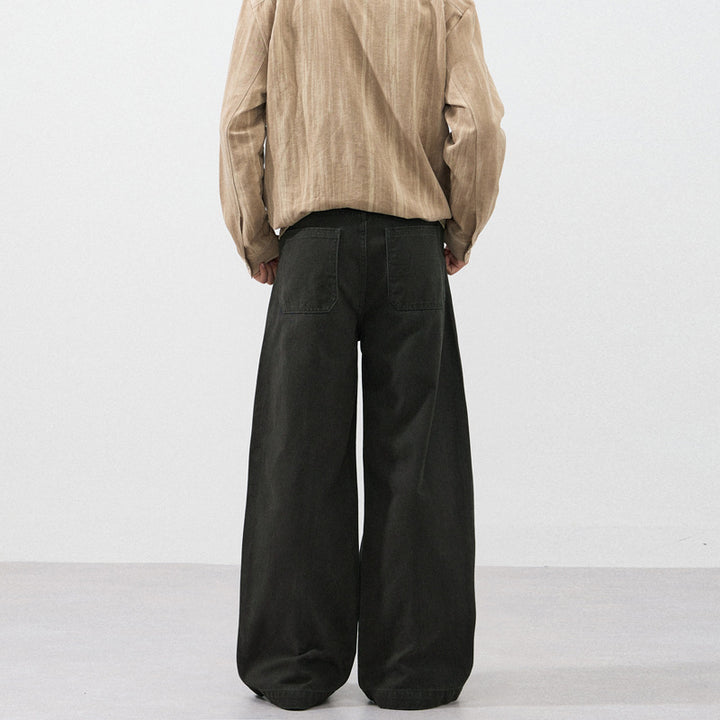 Herren Weite Paneel-Twill-Hose im Workwear-Look mit Knieabnähern Drune