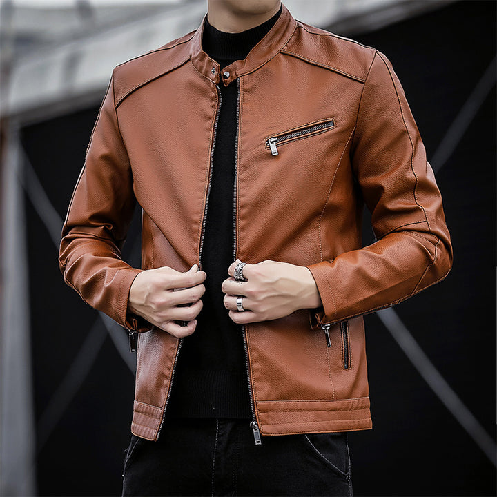 Herren Elegante Kunstlederjacke Drune