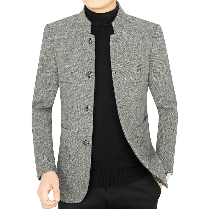 Herren Kurzmantel-Blazer mit Stehkragen und dekorativen Ziernähten Drune