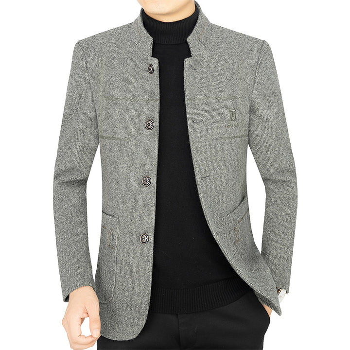 Herren Kurzmantel-Blazer mit Stehkragen und dekorativen Ziernähten Drune