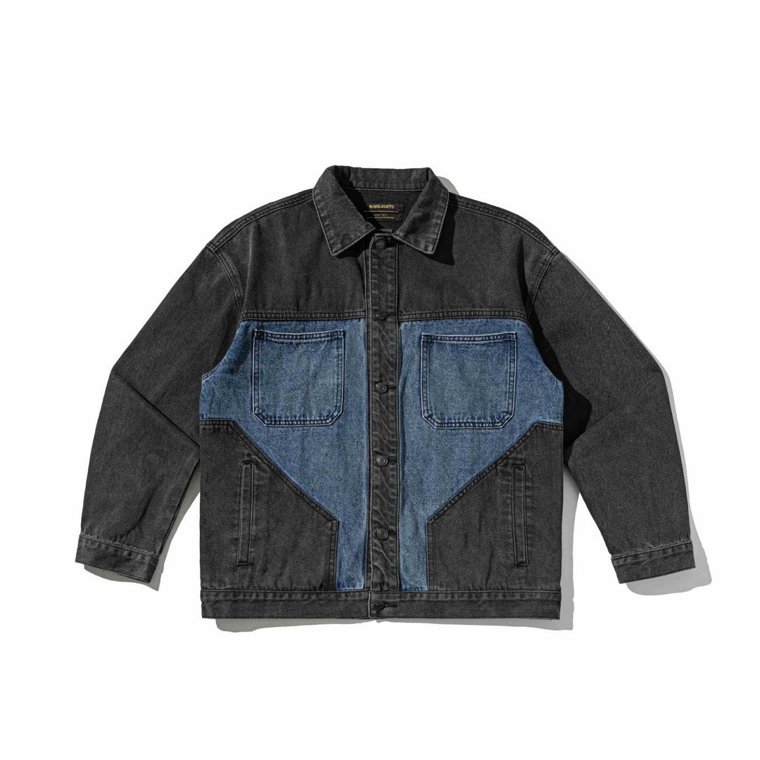 Unisex Denim-Workwear-Overshirt im kastigen Schnitt mit kontrastierten Brusttaschen Drune