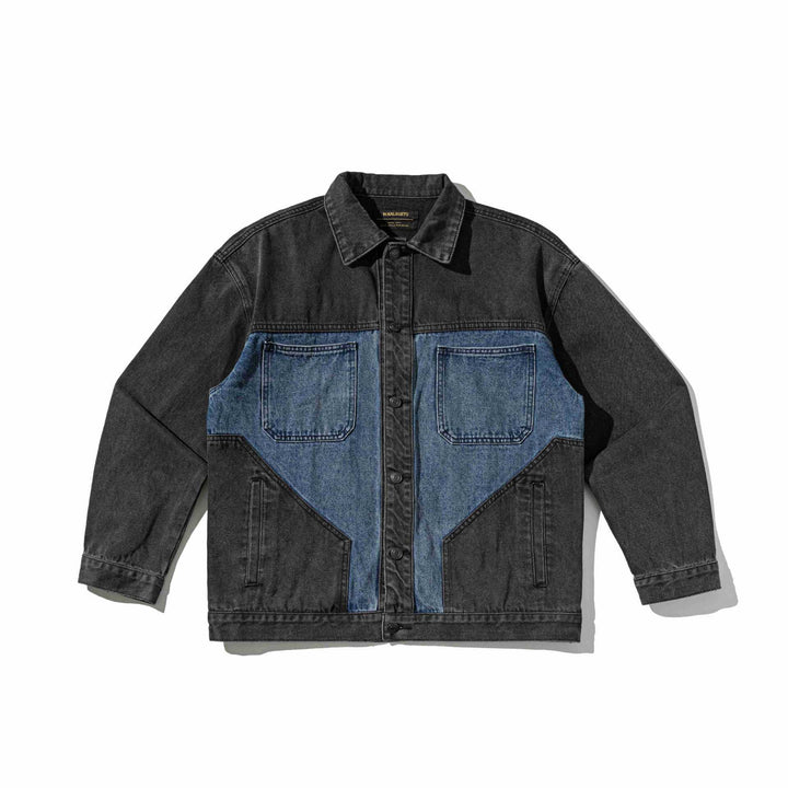 Unisex Denim-Workwear-Overshirt im kastigen Schnitt mit kontrastierten Brusttaschen Drune