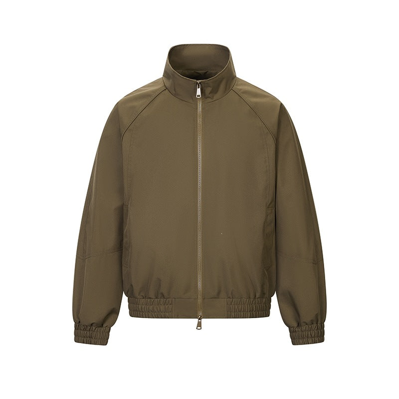 Herren Leichte Utility-Trainingsjacke mit Stehkragen, Zwei-Wege-Reißverschluss und elastischem Bund Drune