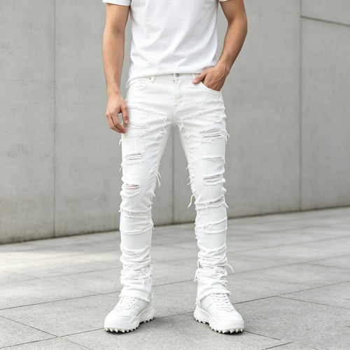 Herren Zerrissene Skinny Jeans Drune