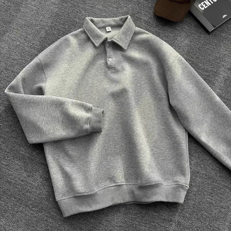 Herren Poloshirt-Sweatshirt mit Hemdkragen und Oversize-Schnitt Drune