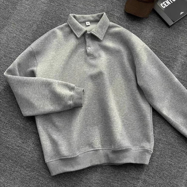 Herren Poloshirt-Sweatshirt mit Hemdkragen und Oversize-Schnitt Drune