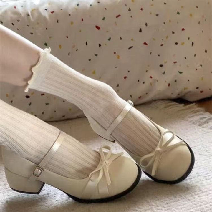 Damen Elegante Mary Jane Schuhe mit dekorativen Schleifen und großzügigem Blockabsatz Drune