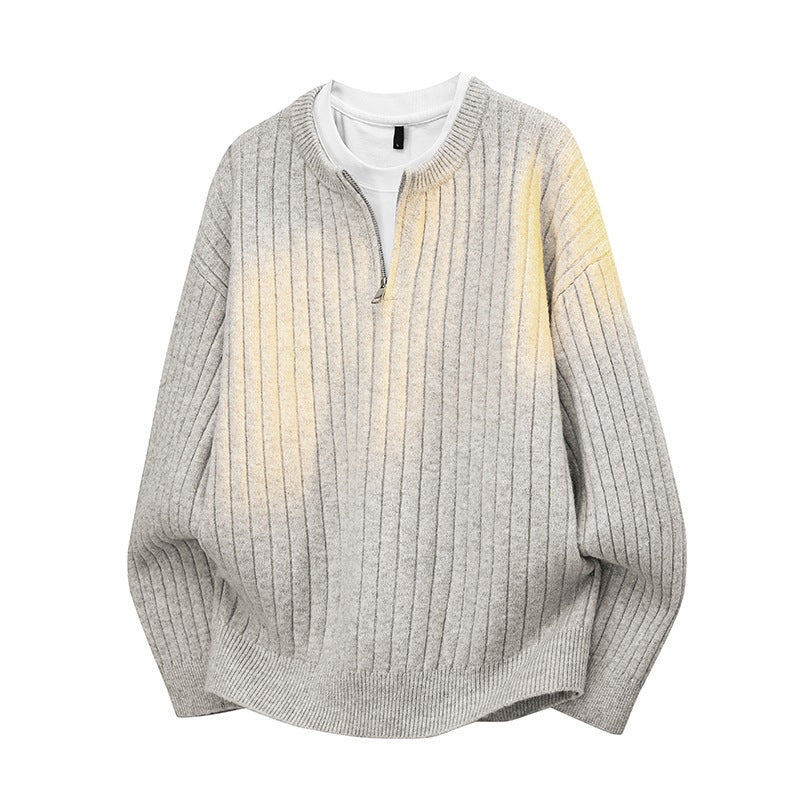 Herren Grobstruktur-Halbzip-Strickpullover mit Rippenstruktur Drune