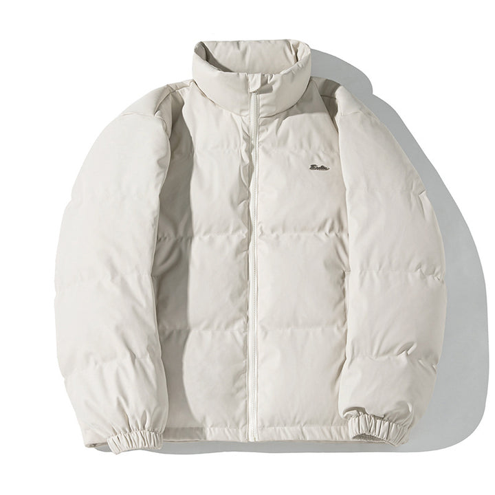 Unisex Kastenförmige Thermo‑Steppjacke mit Hochkragen, winddichtem Außenmaterial und Tunnelzugsaum Drune