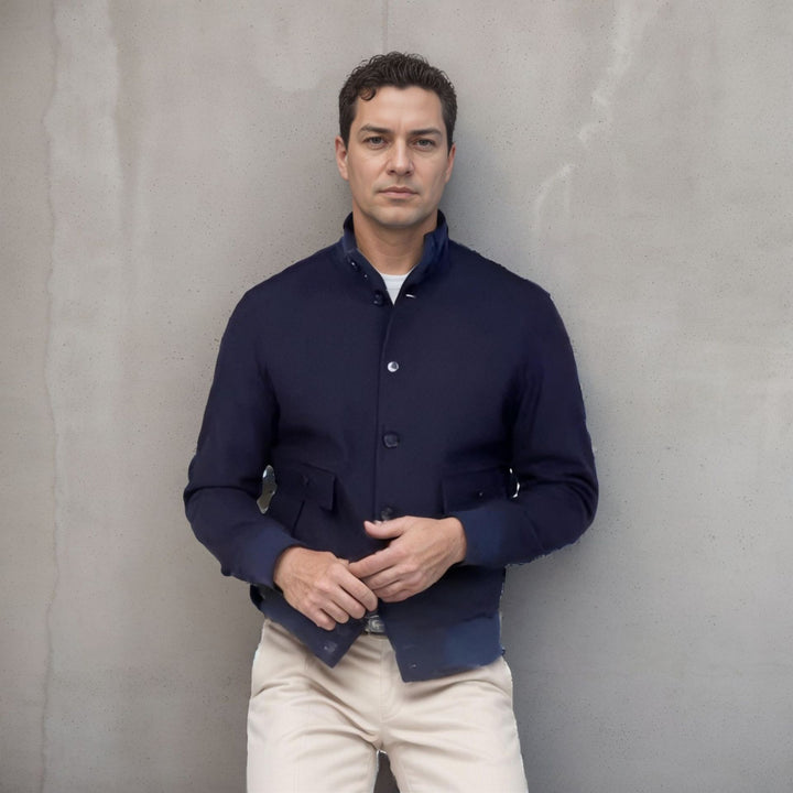 Herren modische Übergangsjacke mit praktischem Stehkragen und funktionalen Reißverschlusstaschen Drune