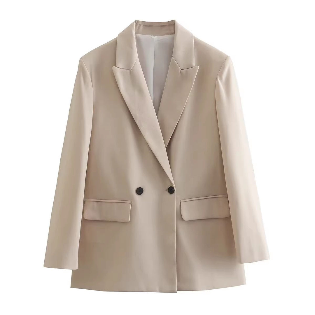 Damen stilvolle Blazerjacke mit doppelter Knopfleiste und breiten Revers Drune