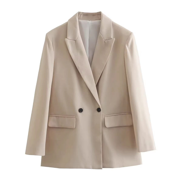 Damen stilvolle Blazerjacke mit doppelter Knopfleiste und breiten Revers Drune
