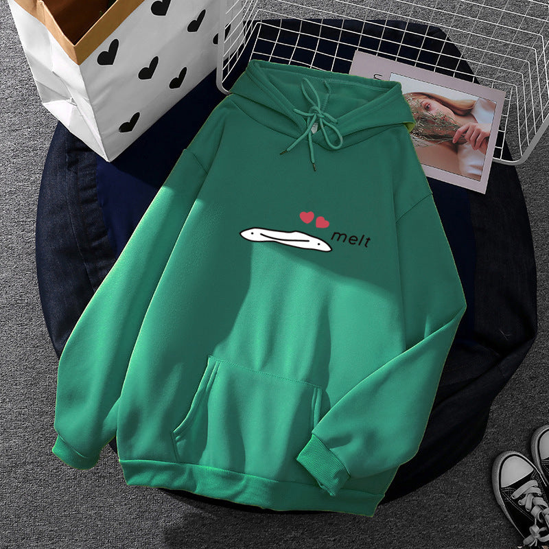 Damen nan Kapuzenpullover mit minimalistischer Grafik, lockerer Oversize-Passform und Kängurutasche Drune