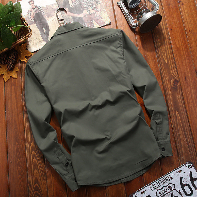 Herren Baumwollmix‑Hemdjacke im Utility‑Look mit Brustpattentaschen Drune