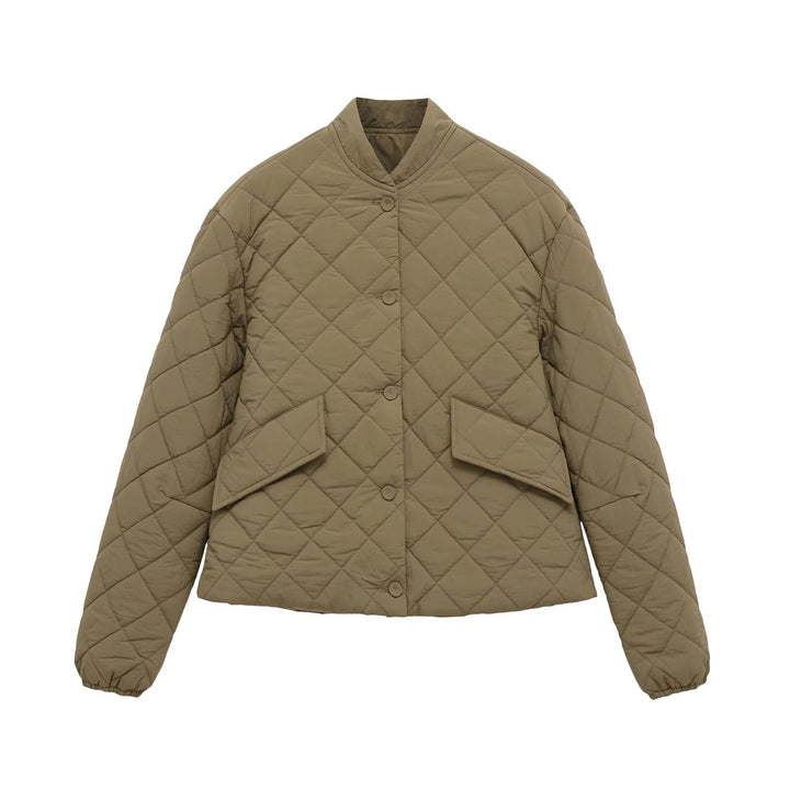 Damen Steppjacke mit Karomuster, kurzem Boxy‑Schnitt und Pattentaschen Drune