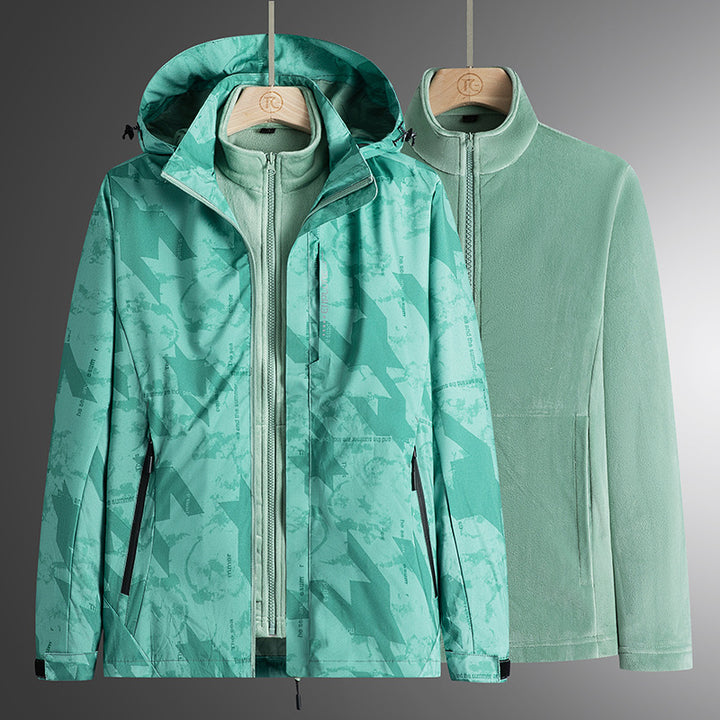 Herren modularer Softshell-Parka mit herausnehmbarer Fleece-Innenjacke, winddichter Außenhülle und verstellbarer Kapuze Drune