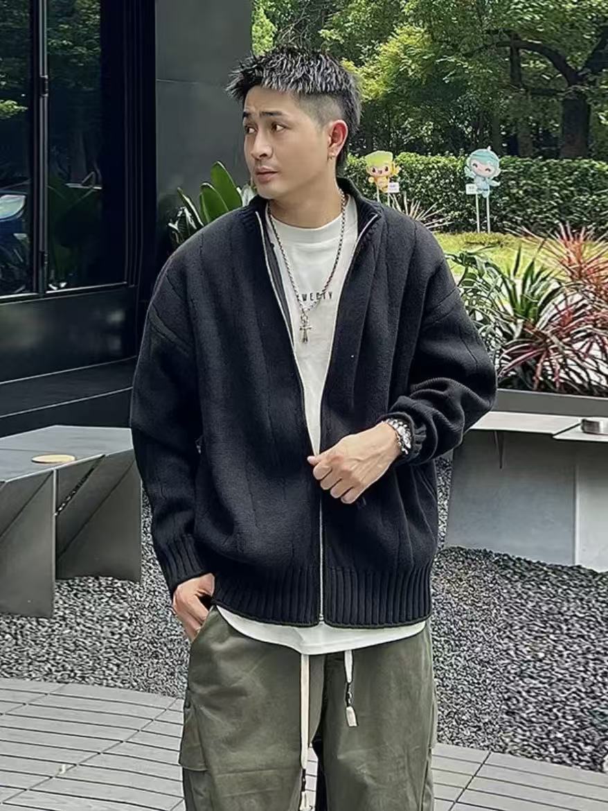 Herren Lässiger Windbreaker mit hochgeschlossenem Reißverschluss Drune