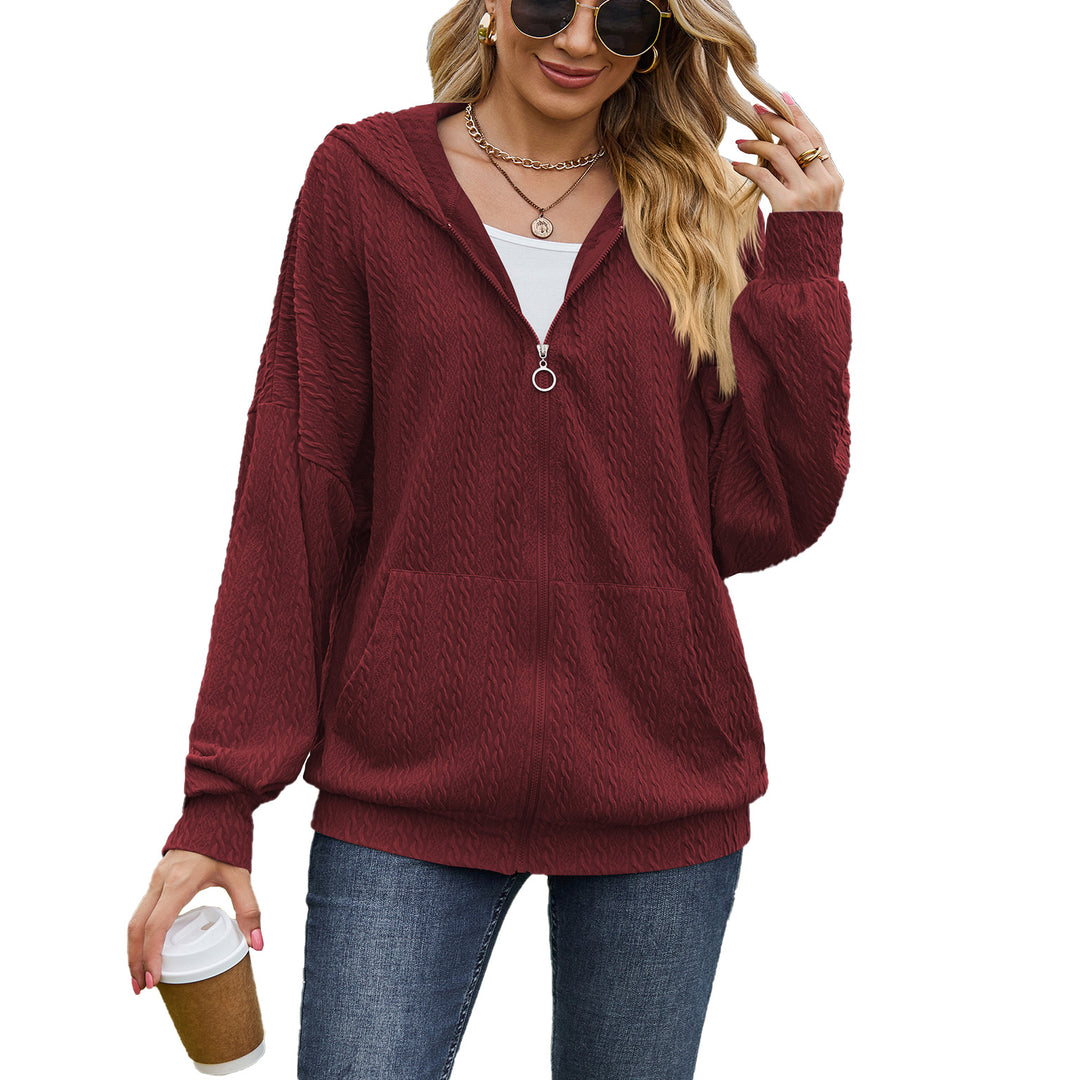 Damen Oversized Kapuzenpullover mit Strukturmuster und praktischen Taschen Drune