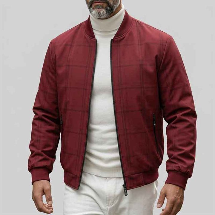 Herren Modische Bomberjacke mit Karomuster Drune
