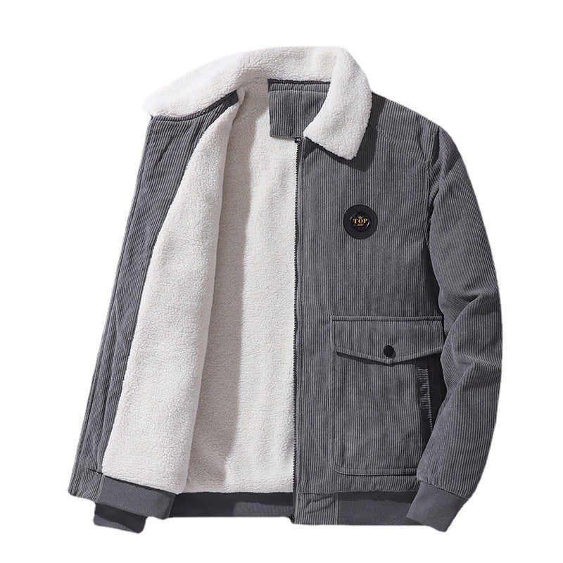 Herren Cord-Blouson mit Teddyfutter, Sherpa-Innenlage und Pattentaschen Drune