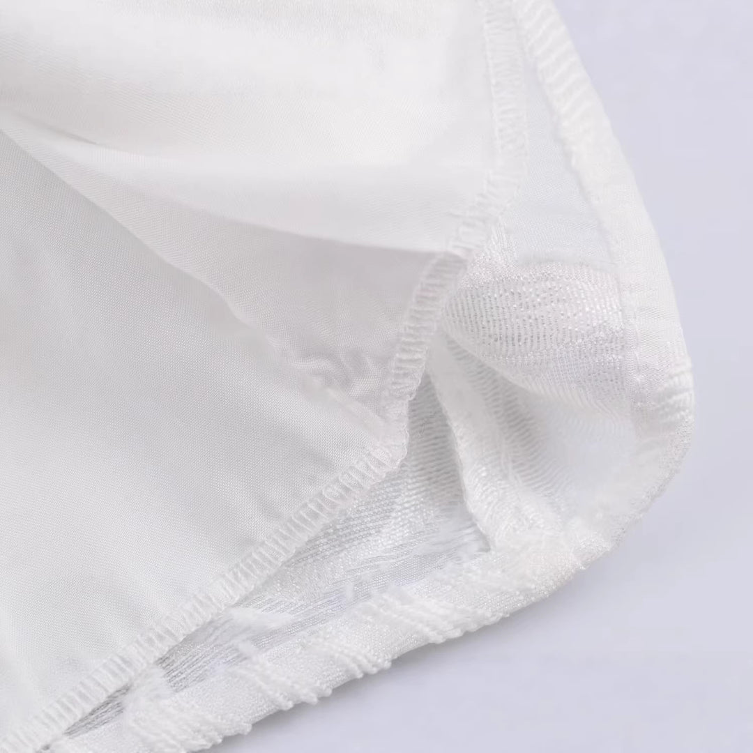 Damen Kurzes A-Linien-Kleid mit Rosen-Jacquard, Volantärmeln und Ziergürtel Drune
