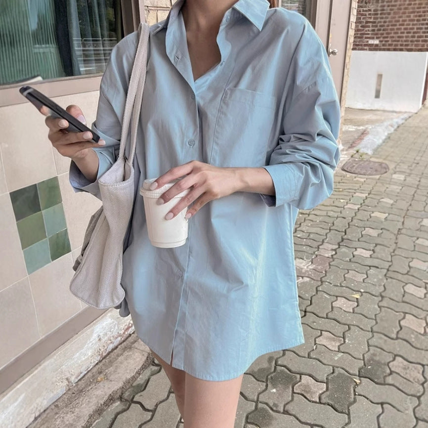 Damen Leichtes Oversize-Popeline Hemdshirt-Minikleid mit kastiger Silhouette und weiten Manschetten Drune